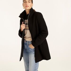 J. Crew Nello Gori Lodge coat in Italian stadium-cloth wool black full zip, 00P